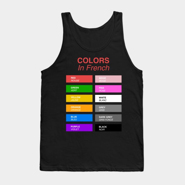 French Colors - Colors in French Tank Top by Hidden Verb